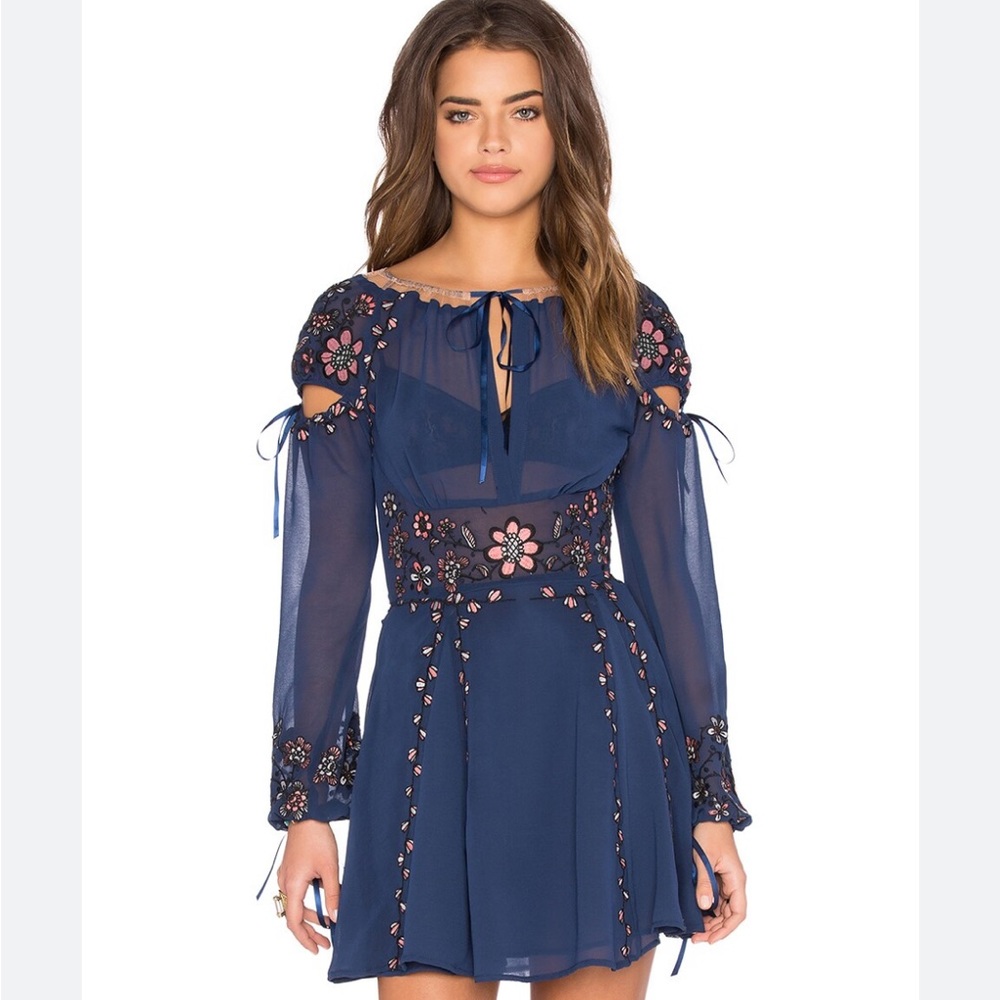 For Love And Lemons Niccola Embroidery Floral Mini Dress M